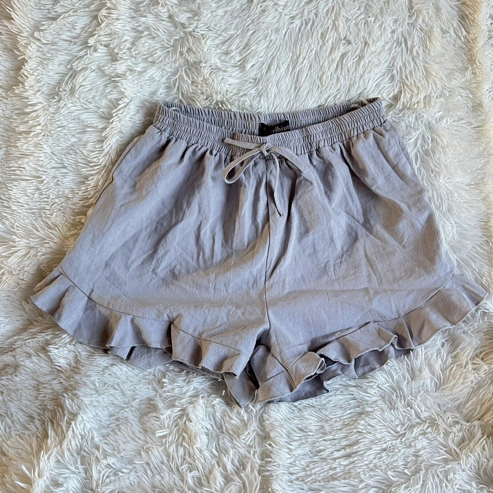 CURLBIUTY Women Summer Ruffle Hem Elastic Waist Shorts Casual Loose Shorts Sz M